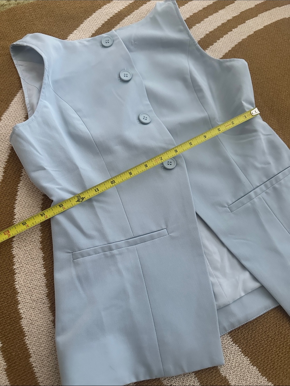 Cider Pale Blue Sleeveless Buttoned Vest - Picture 8 of 9